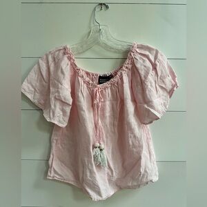 Madison Mathew’s Short sleeve Blouse with Tassels